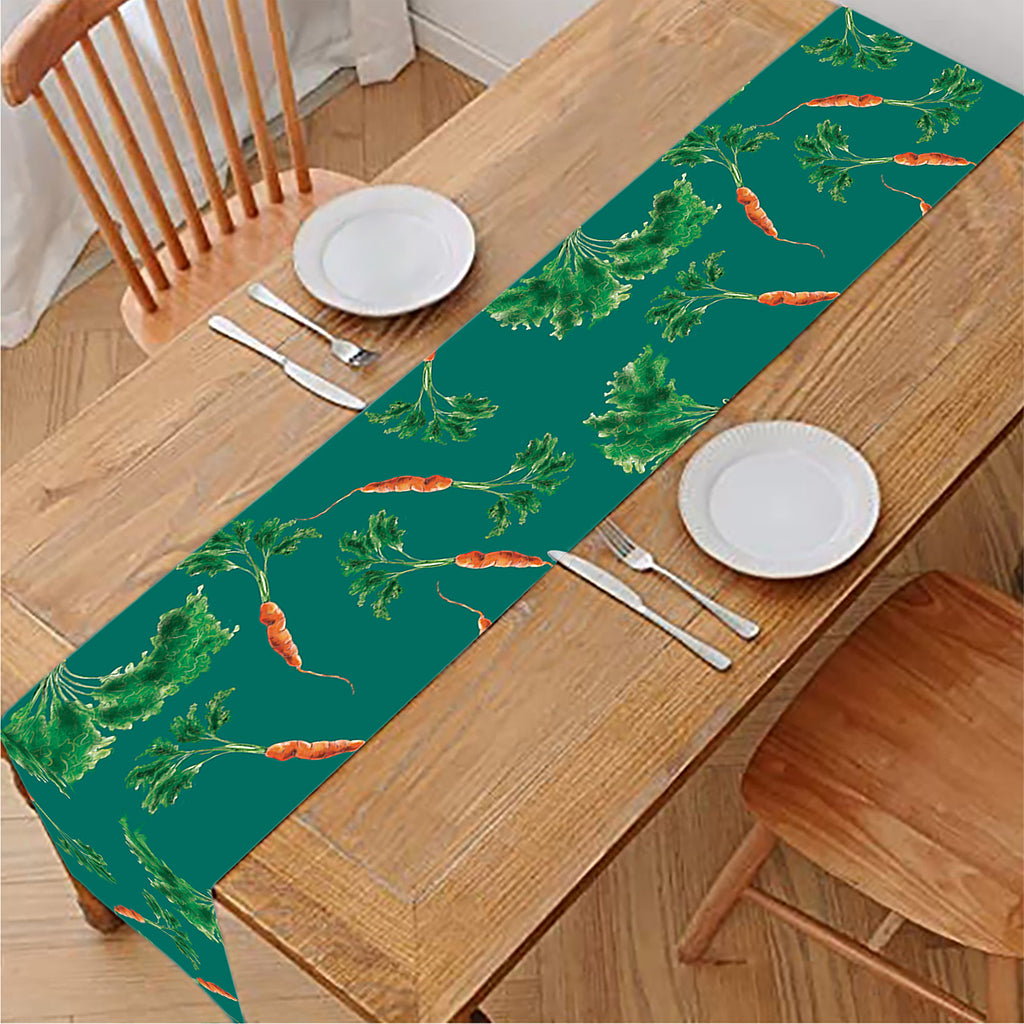 Watercolor Carrot Pattern Print Table Runner