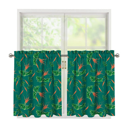 Watercolor Carrot Pattern Print Tier Curtains