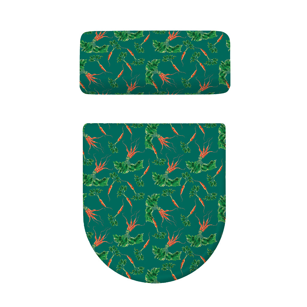 Watercolor Carrot Pattern Print Toilet Lid And Tank Cover Set