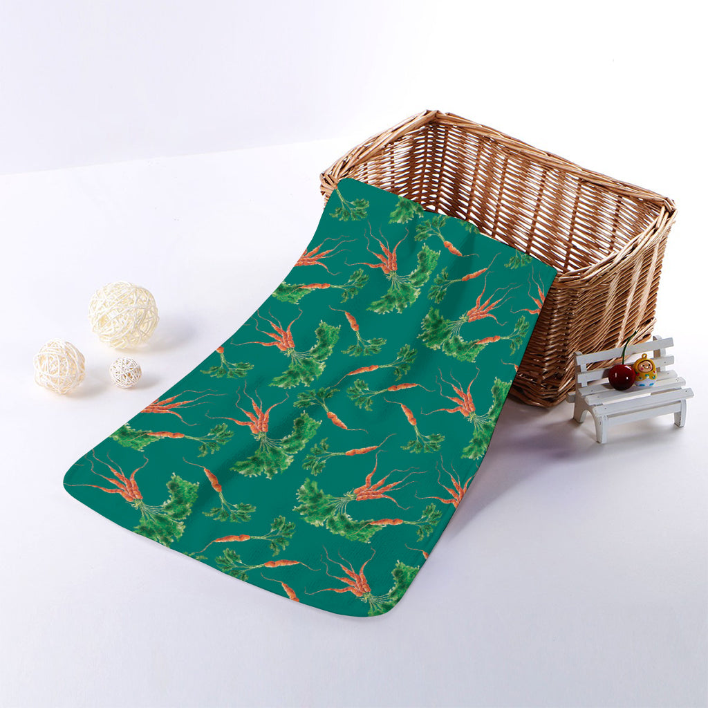 Watercolor Carrot Pattern Print Towel