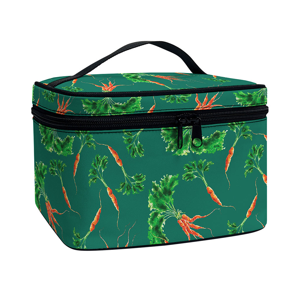Watercolor Carrot Pattern Print Travel Makeup Bag