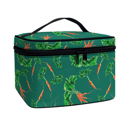 Watercolor Carrot Pattern Print Travel Makeup Bag