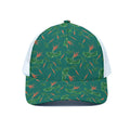 Watercolor Carrot Pattern Print White Mesh Trucker Hat
