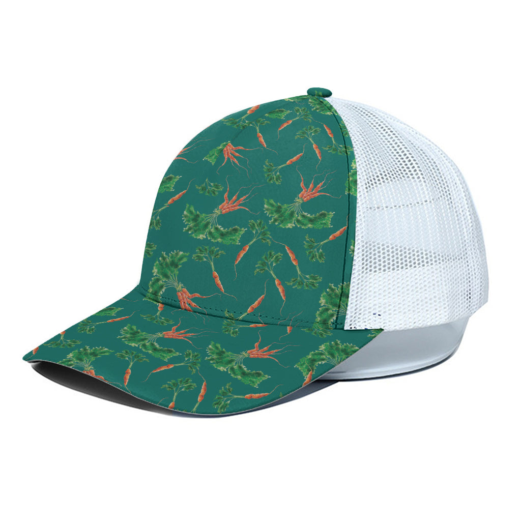 Watercolor Carrot Pattern Print White Mesh Trucker Cap