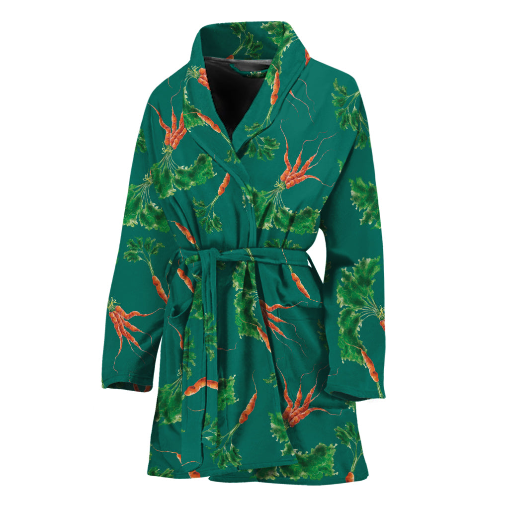 Watercolor Carrot Pattern Print Women's Bathrobe