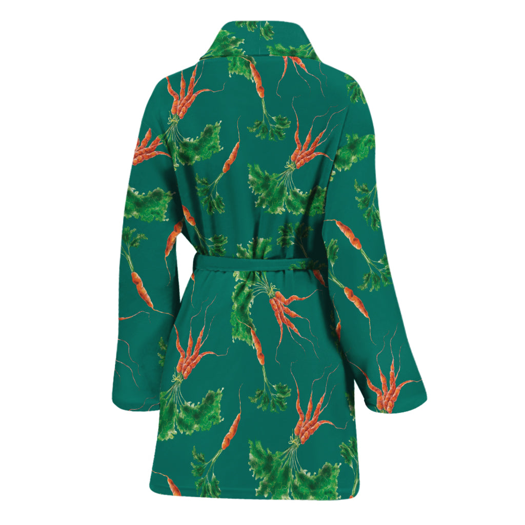 Watercolor Carrot Pattern Print Women's Bathrobe