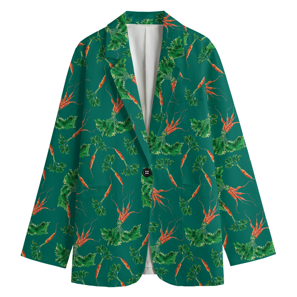 Watercolor Carrot Pattern Print Women's Blazer