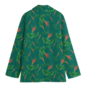 Watercolor Carrot Pattern Print Women's Blazer