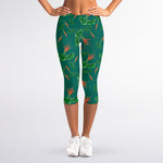 Watercolor Carrot Pattern Print Women's Capri Leggings