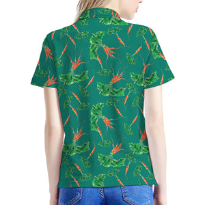 Watercolor Carrot Pattern Print Women's Polo Shirt