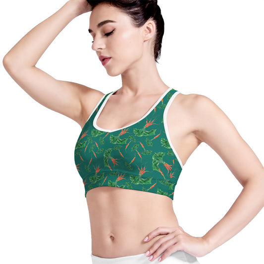 Watercolor Carrot Pattern Print Women's Sports Bra