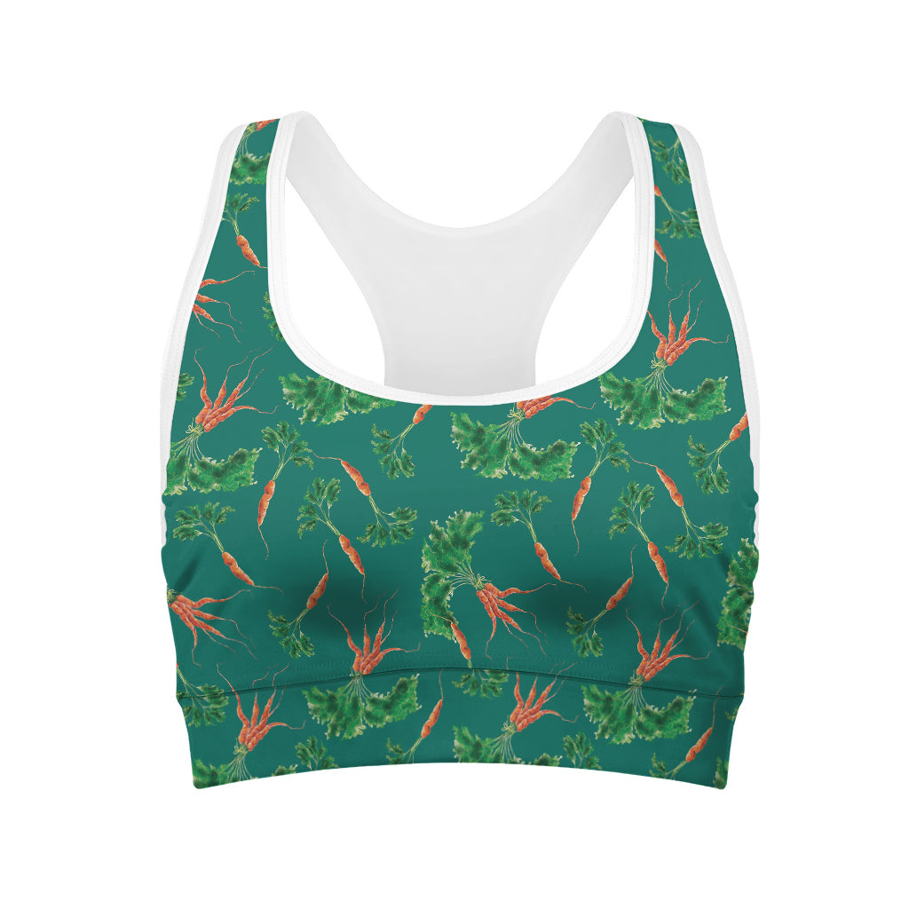 Watercolor Carrot Pattern Print Women's Sports Bra