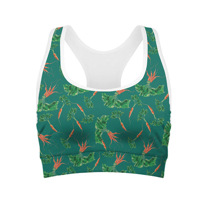 Watercolor Carrot Pattern Print Women's Sports Bra