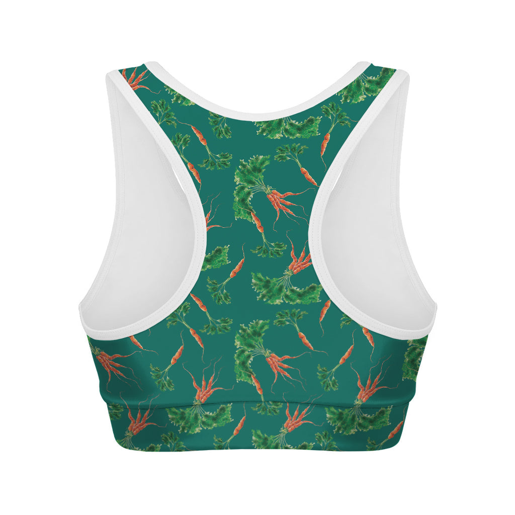 Watercolor Carrot Pattern Print Women's Sports Bra