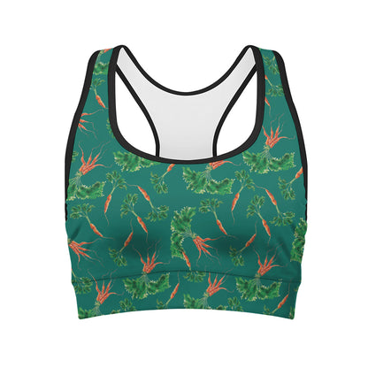 Watercolor Carrot Pattern Print Women's Sports Bra