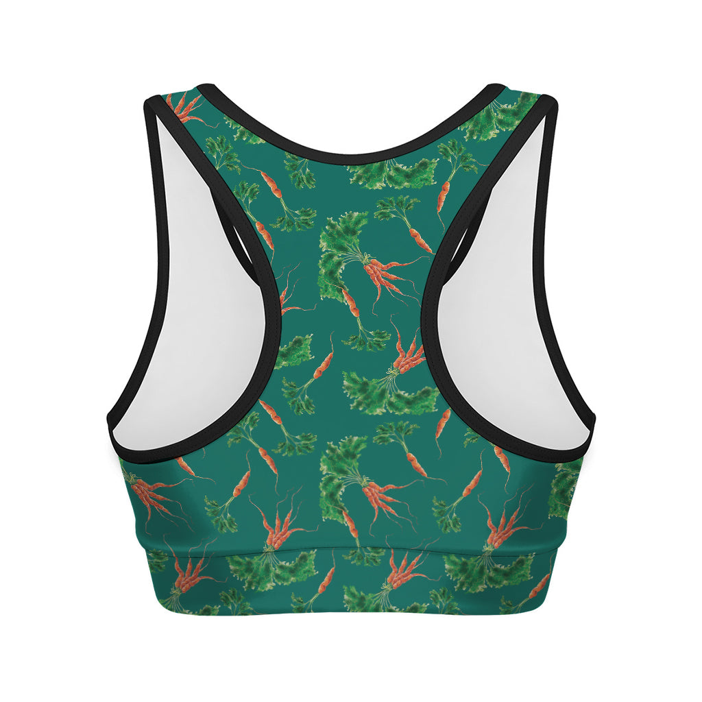 Watercolor Carrot Pattern Print Women's Sports Bra