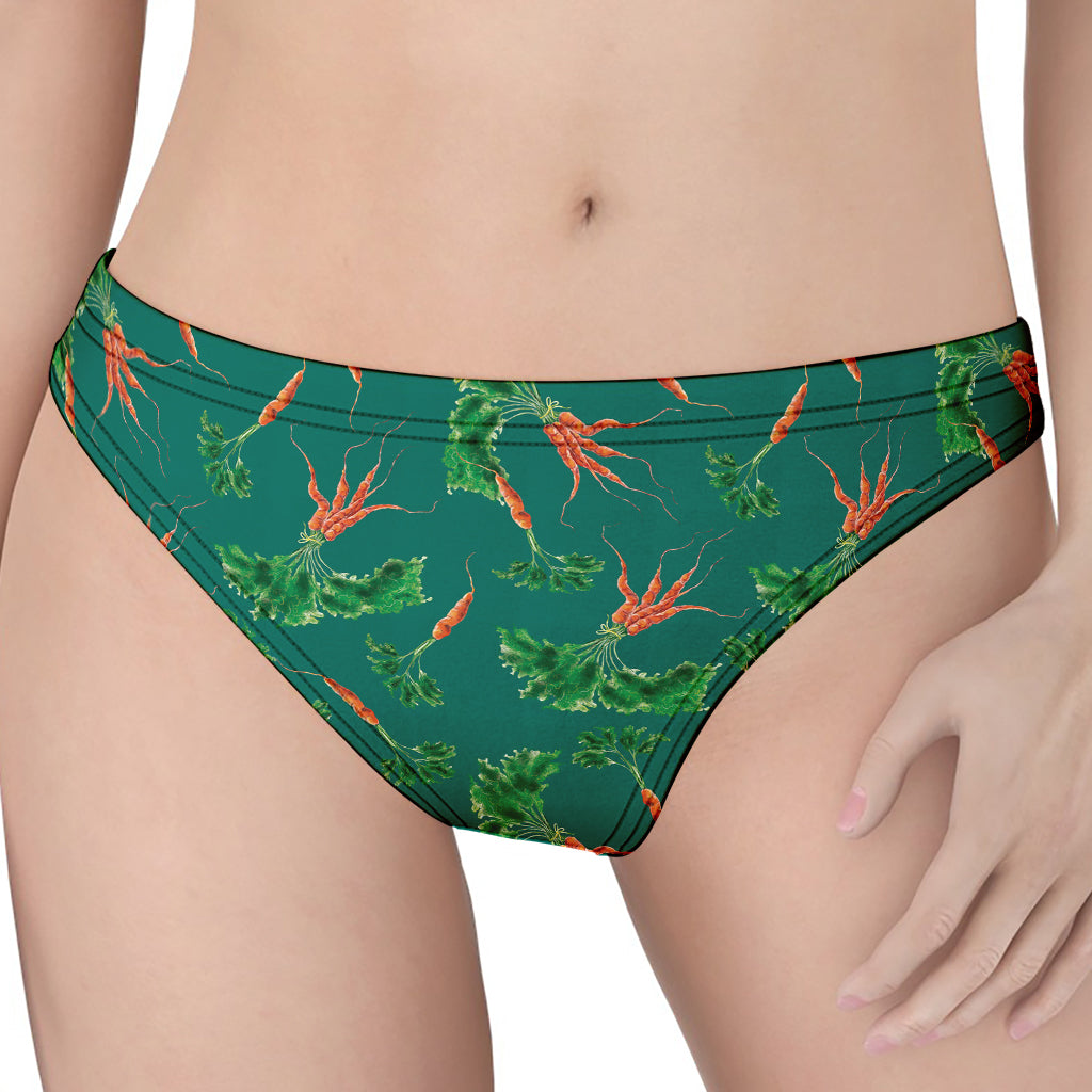 Watercolor Carrot Pattern Print Women's Thong