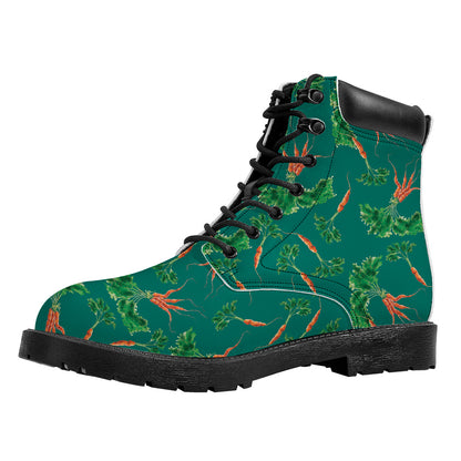Watercolor Carrot Pattern Print Work Boots
