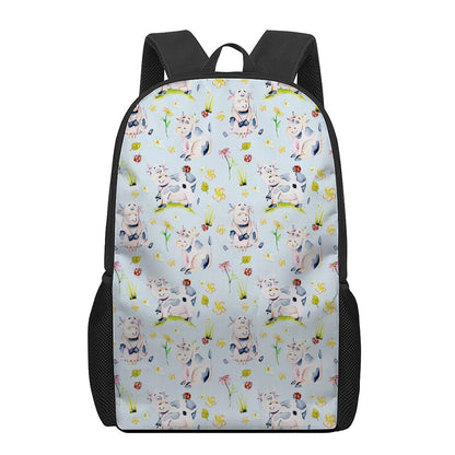 Watercolor Cartoon Cow Pattern Print 17 Inch Backpack