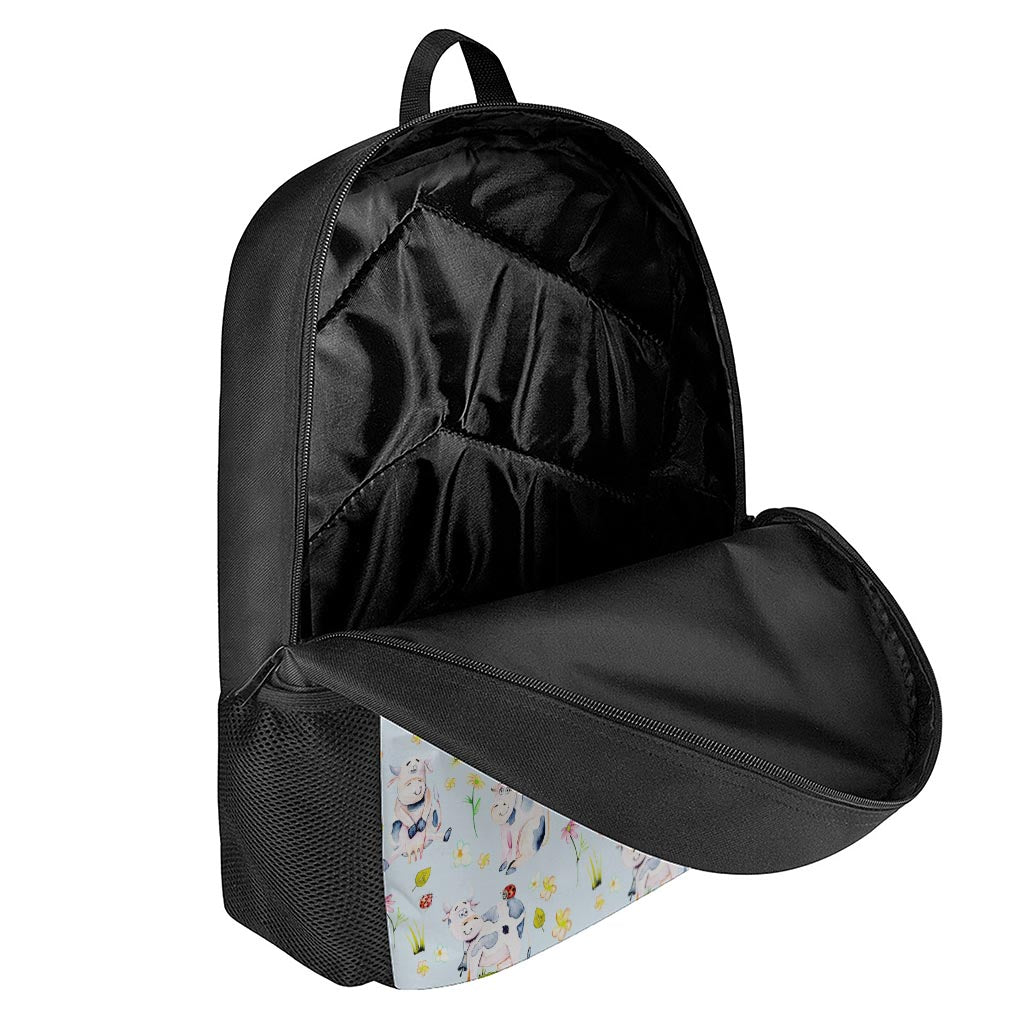 Watercolor Cartoon Cow Pattern Print 17 Inch Backpack