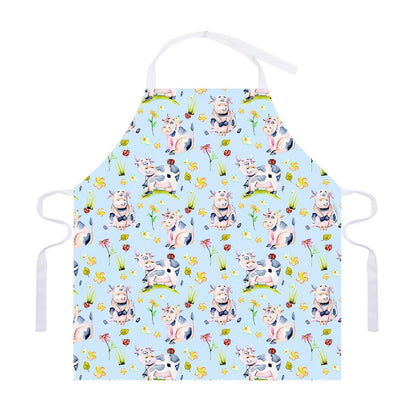 Watercolor Cartoon Cow Pattern Print Adjustable Apron