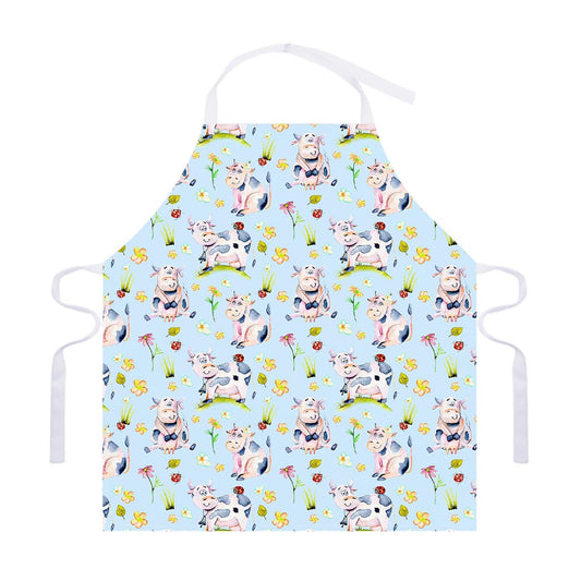 Watercolor Cartoon Cow Pattern Print Adjustable Apron