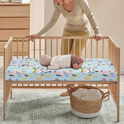 Watercolor Cartoon Cow Pattern Print Baby Crib Sheet