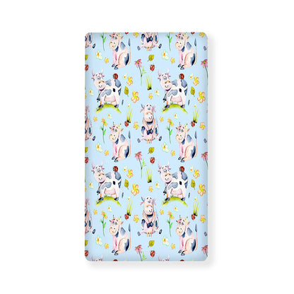 Watercolor Cartoon Cow Pattern Print Baby Crib Sheet