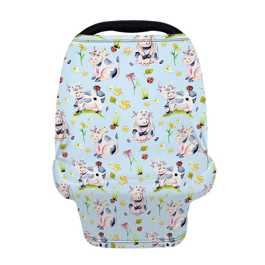 Watercolor Cartoon Cow Pattern Print Baby Seat Cover