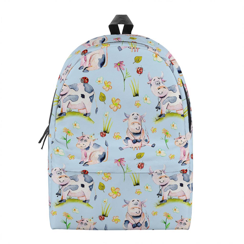 Watercolor Cartoon Cow Pattern Print Backpack