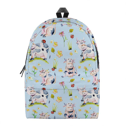 Watercolor Cartoon Cow Pattern Print Backpack