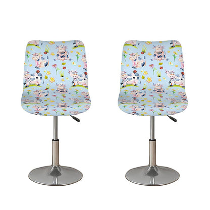 Watercolor Cartoon Cow Pattern Print Bar Stool Covers