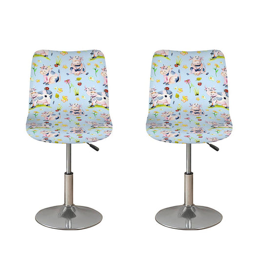 Watercolor Cartoon Cow Pattern Print Bar Stool Covers