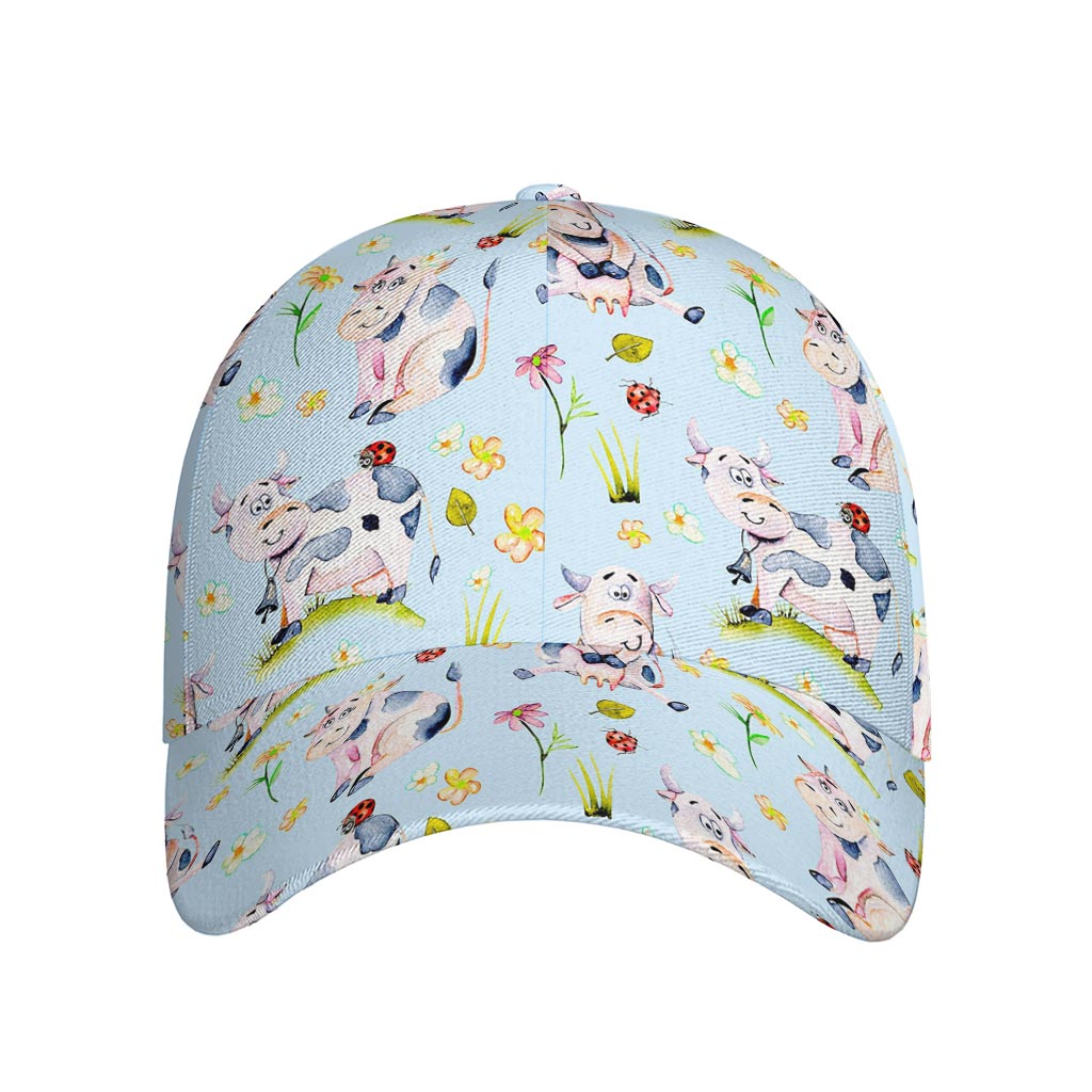 Watercolor Cartoon Cow Pattern Print Baseball Cap
