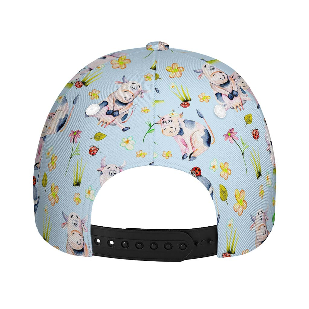 Watercolor Cartoon Cow Pattern Print Baseball Cap