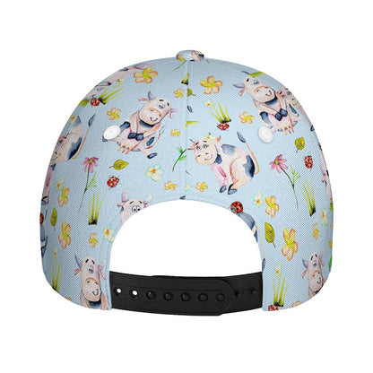 Watercolor Cartoon Cow Pattern Print Baseball Cap