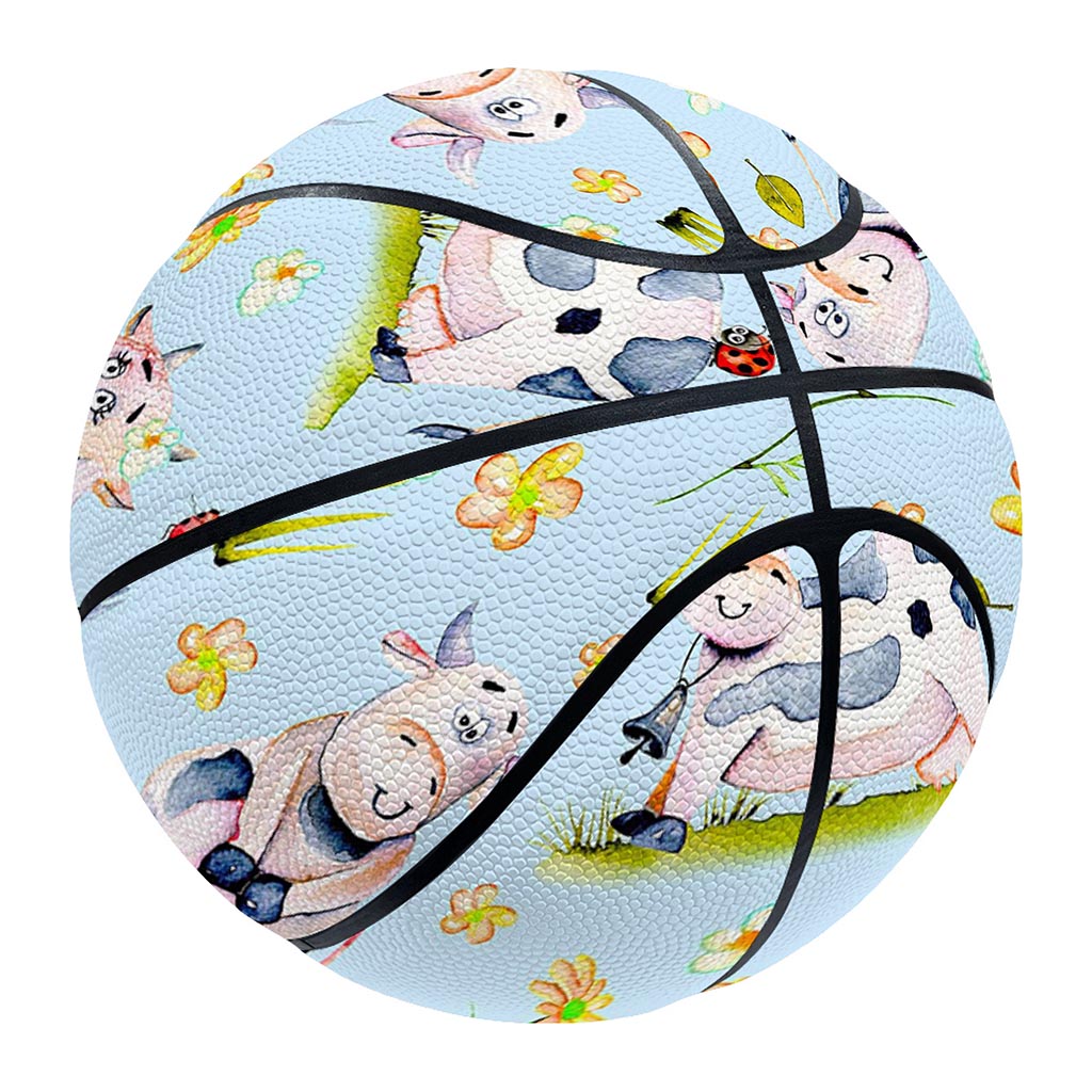 Watercolor Cartoon Cow Pattern Print Basketball