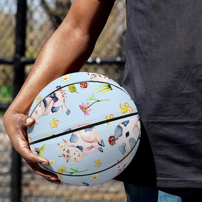 Watercolor Cartoon Cow Pattern Print Basketball
