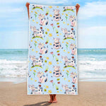 Watercolor Cartoon Cow Pattern Print Beach Towel