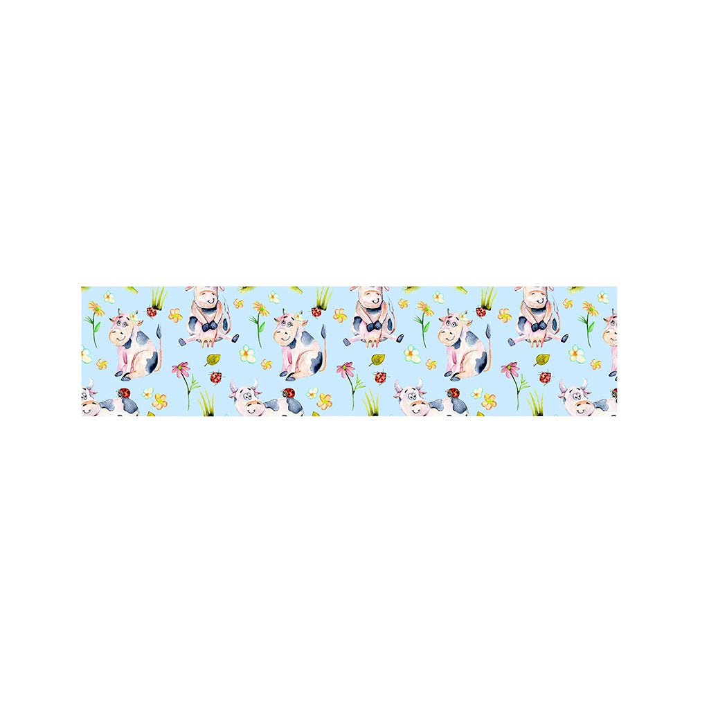 Watercolor Cartoon Cow Pattern Print Bed Runner