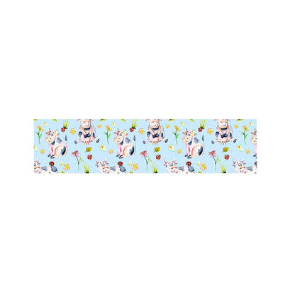 Watercolor Cartoon Cow Pattern Print Bed Runner