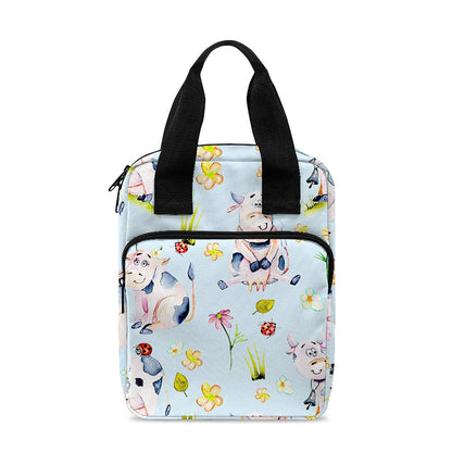 Watercolor Cartoon Cow Pattern Print Bible Tote Bag
