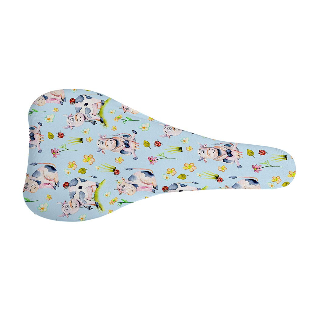Watercolor Cartoon Cow Pattern Print Bicycle Seat Cover