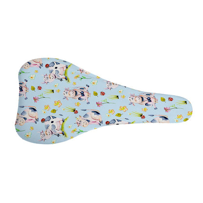 Watercolor Cartoon Cow Pattern Print Bicycle Seat Cover
