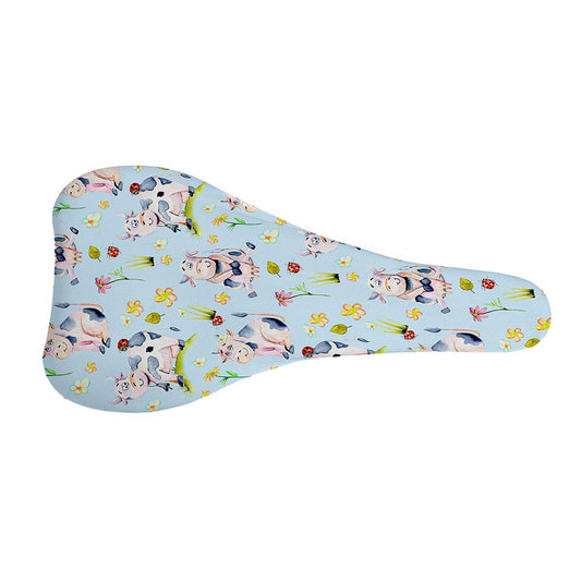 Watercolor Cartoon Cow Pattern Print Bicycle Seat Cover