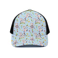 Watercolor Cartoon Cow Pattern Print Black Mesh Trucker Hat