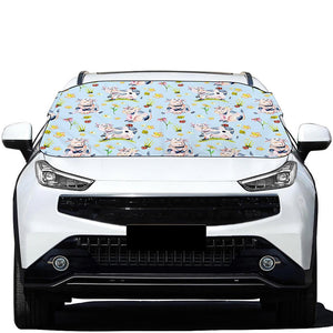 Watercolor Cartoon Cow Pattern Print Car Windshield Snow Cover