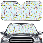 Watercolor Cartoon Cow Pattern Print Car Windshield Sun Shade