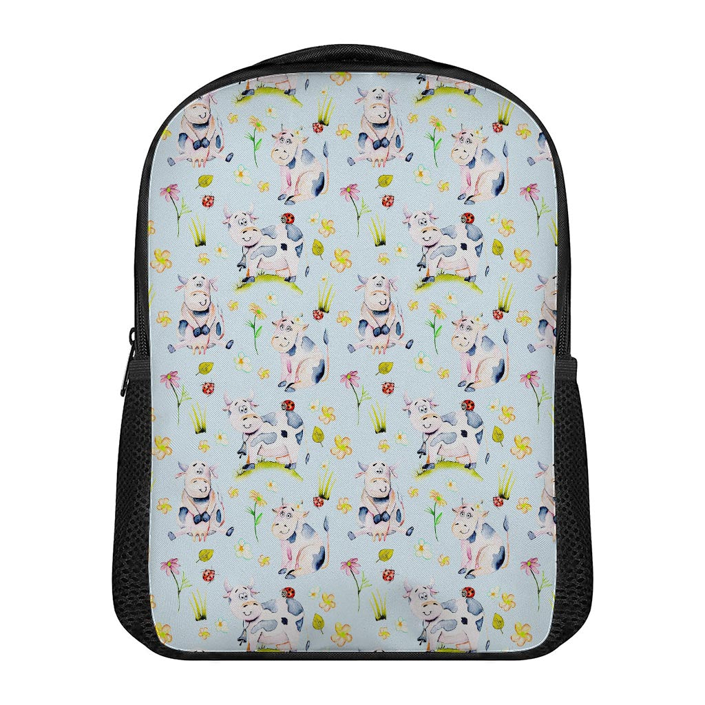 Watercolor Cartoon Cow Pattern Print Casual Backpack