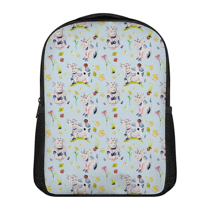 Watercolor Cartoon Cow Pattern Print Casual Backpack